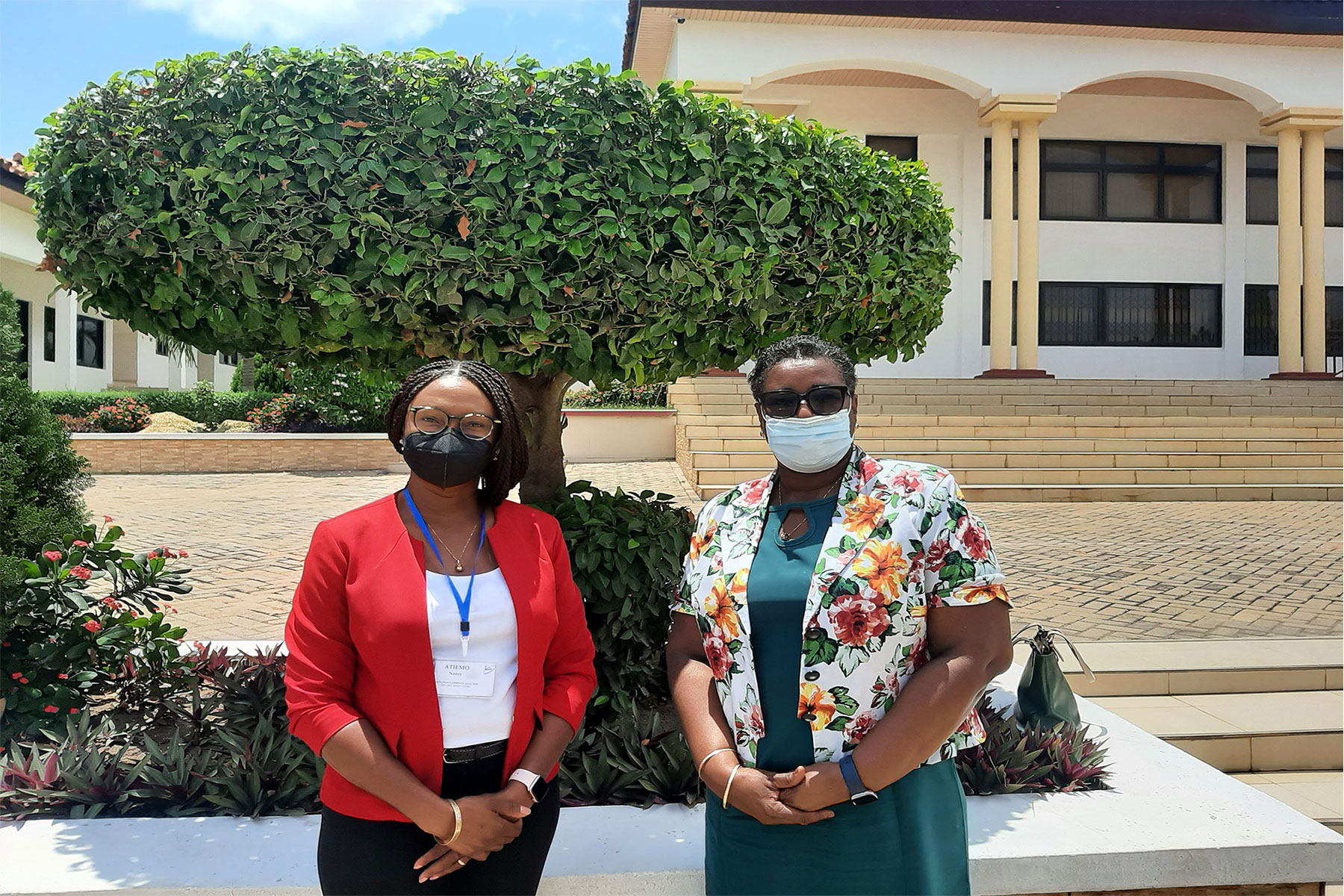 Mrs Ofori and Mrs Atiemo during a health break