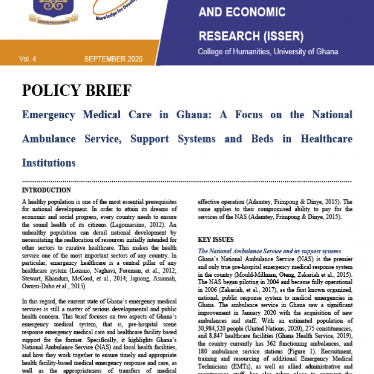 Emergency Medical Care in Ghana: A Focus on the National Ambulance Service, Support Systems and Beds in Healthcare Institutions