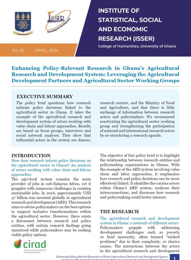 Enhancing Policy-Relevant Research in Ghana’s Agricultural Research and Development System: Leveraging the Agricultural Development Partners and Agricultural Sector Working Groups